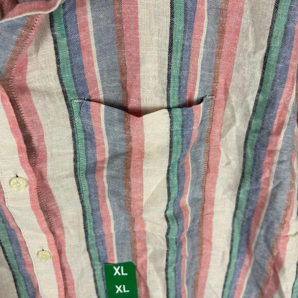 Women Orvis XL Striped Button Down Shirt Short Sleeve Lightweight Casual Blouse - Picture 6 of 9